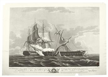 (WAR OF 1812.) Pair of naval prints after paintings by Thomas Birch.